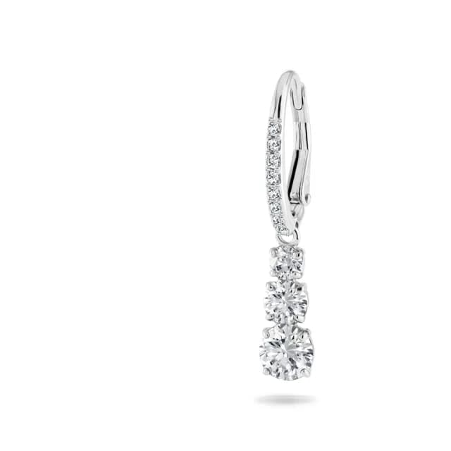 【SWAROVSKI 施華洛世奇】Stilla Attract 大圈耳環 圓形切割 白色 鍍白金色