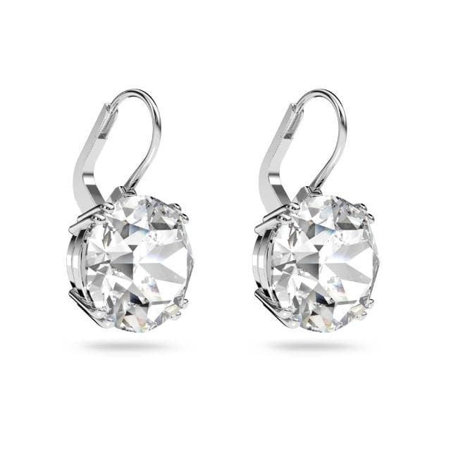 【SWAROVSKI 官方直營】Millenia 水滴形耳環 圓形切割 白色 鍍白金色