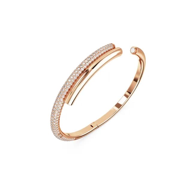 【SWAROVSKI 施華洛世奇】Dextera 手鐲 磁扣 白色 鍍玫瑰金色(情人節禮物)