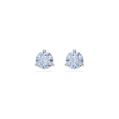 【SWAROVSKI 施華洛世奇】Solitaire 耳釘 圓形切割 藍色 鍍白金色