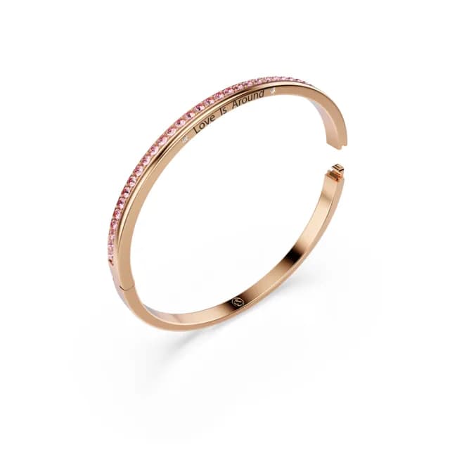 【SWAROVSKI 施華洛世奇】Connexus 手鐲 圓形切割 `Love is around` 粉紅色 鍍玫瑰金色(情人節禮物)