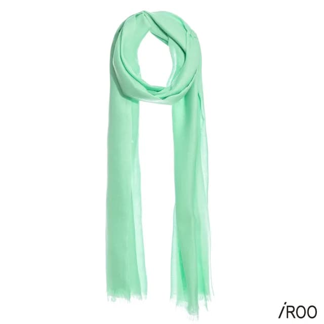 【iROO】100%絲光羊毛素色圍巾