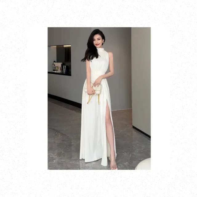 【Very Buy 非常勸敗】預購/氣質高貴黑色連衣裙輕奢無袖名媛約會長裙生日禮服