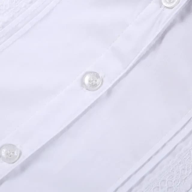 【橘魔法】蕾絲線條純白薄長袖襯衫(大童 花童 表演服裝 攝影 長袖上衣 童裝 兒童 女童)