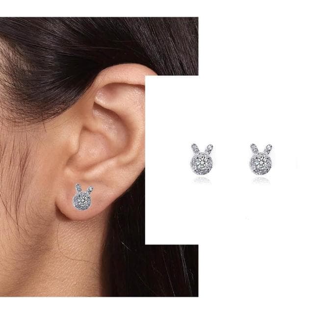 【Luster】618限定!兔子 30分 D/VS 培育鑽 純銀 鑽石耳環(培育鑽石x2總重0.60ct)