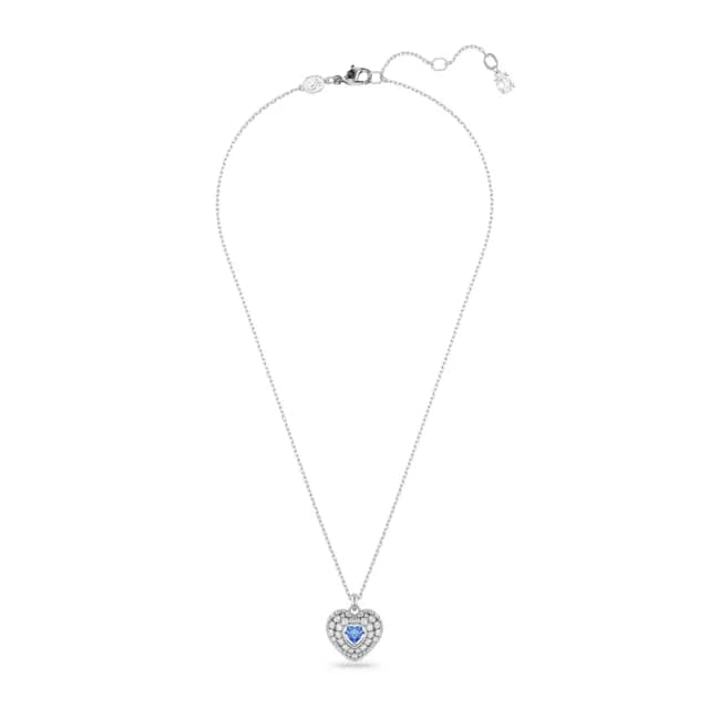 【SWAROVSKI 施華洛世奇】Idyllia 鏈墜 心形 藍色 鍍白金色(情人節禮物)