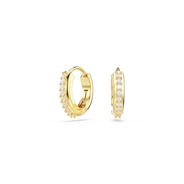 【SWAROVSKI 施華洛世奇】Matrix 大圈耳環 圓形切割 白色 鍍金色
