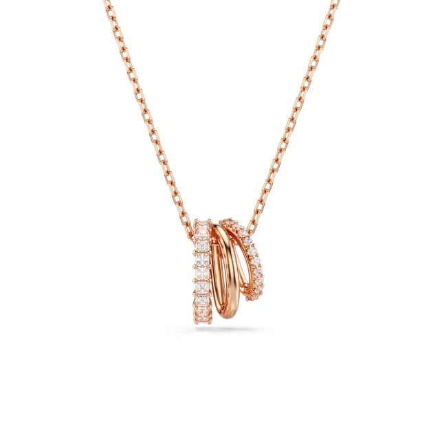 【SWAROVSKI 施華洛世奇】Hyperbola 鏈墜 混合式切割 白色 鍍玫瑰金色(情人節禮物)