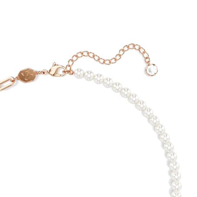【SWAROVSKI 施華洛世奇】Teddy 鏈墜 水晶珍珠 熊 粉紅色 鍍玫瑰金色