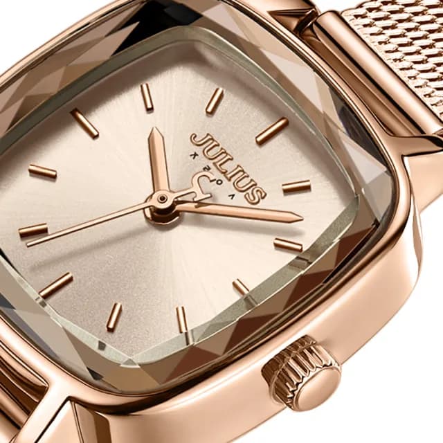 【JULIUS 聚利時】皮諾可 米蘭切割鏡面方形腕錶 JA-1148(五色/22mm)