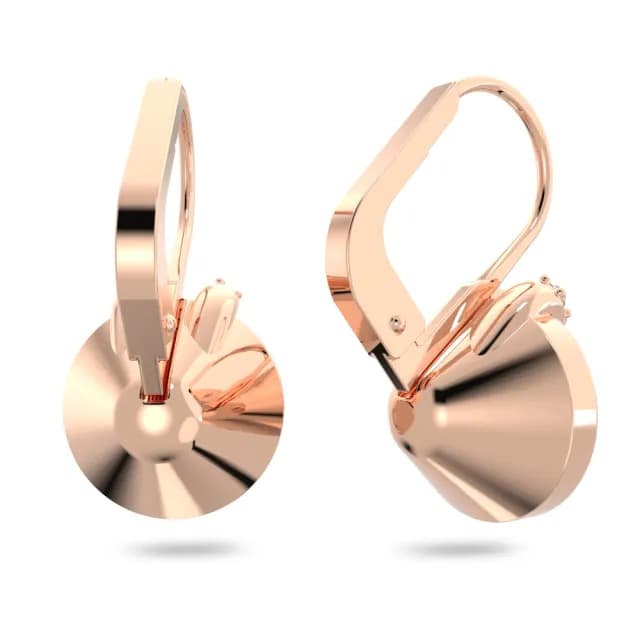 【SWAROVSKI 施華洛世奇】Bella V 水滴形耳環 圓形切割 粉紅色 鍍玫瑰金色