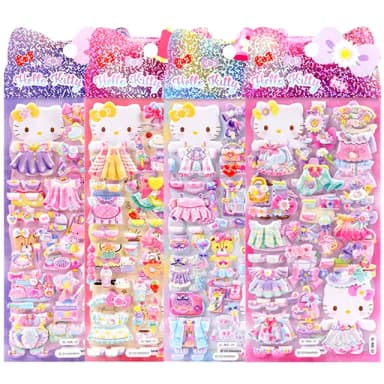 【TDL】凱蒂貓HELLO KITTY立體泡泡貼紙雙層換裝泡棉貼紙玩具組隨機2入組 495873(生日禮物 聖誕節 平輸品)