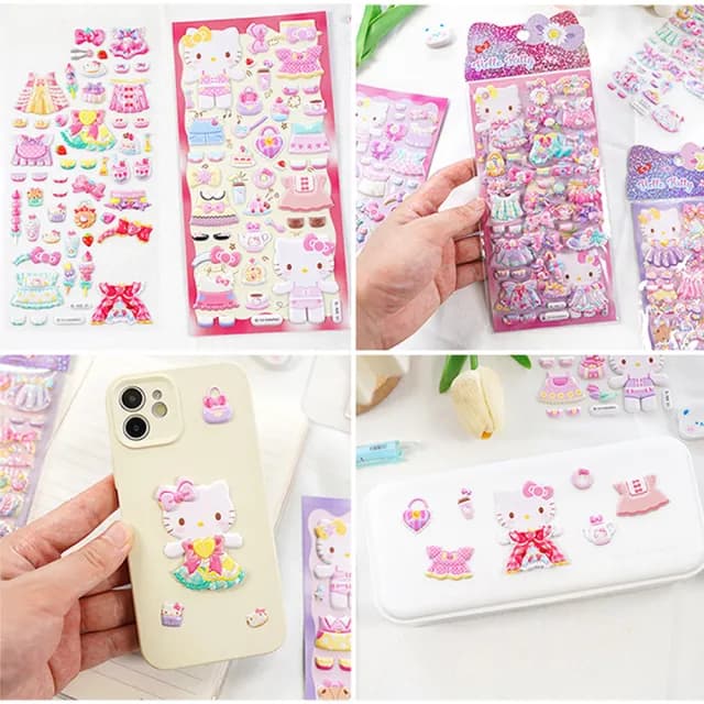 【TDL】凱蒂貓HELLO KITTY立體泡泡貼紙雙層換裝泡棉貼紙玩具組隨機2入組 495873(生日禮物 聖誕節 平輸品)