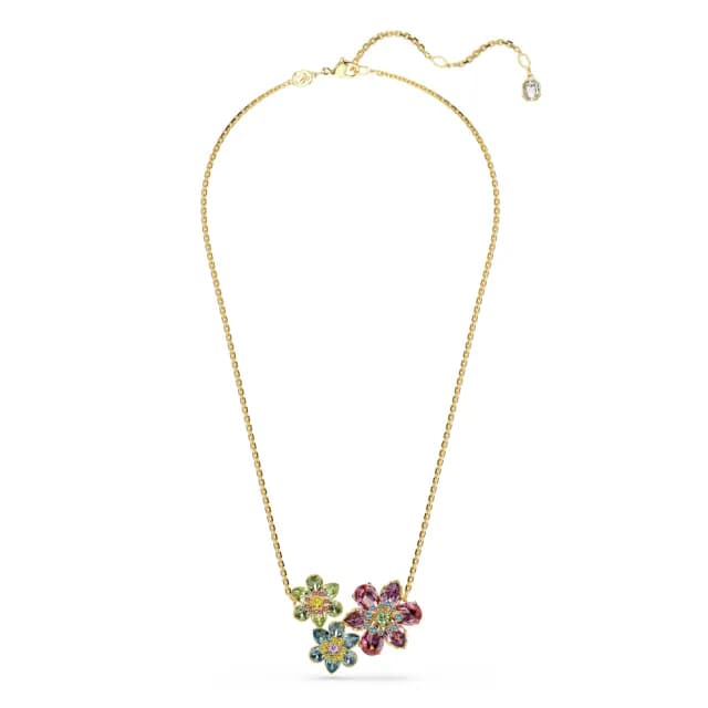 【SWAROVSKI 施華洛世奇】Idyllia 鏈墜 混合式切割 花朵 漸層色 鍍金色(情人節禮物)