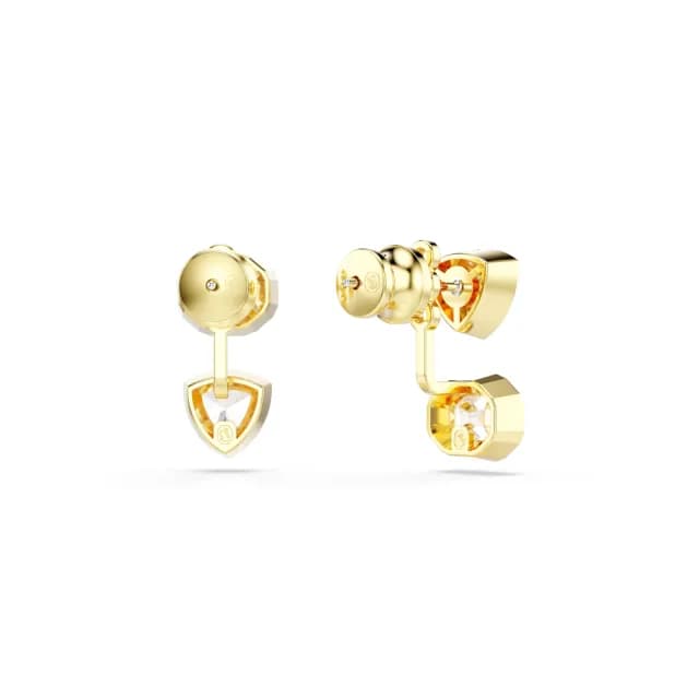 【SWAROVSKI 施華洛世奇】Imber 耳環袋 非對稱設計 混合式切割 白色 鍍金色