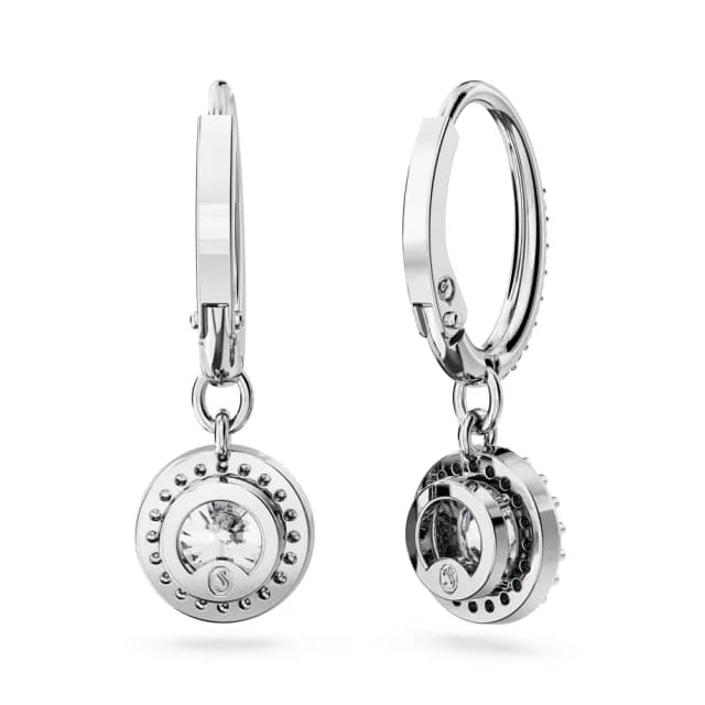 【SWAROVSKI 施華洛世奇】Una Angelic 水滴形耳環 圓形切割 密鑲 白色 鍍白金色