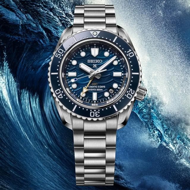 【SEIKO 精工】Prospex SPB509J1 60週年 三日鍊 藍色波浪 GMT潛水機械錶 畢業禮物(SPB509J1/6R54-00N0B)
