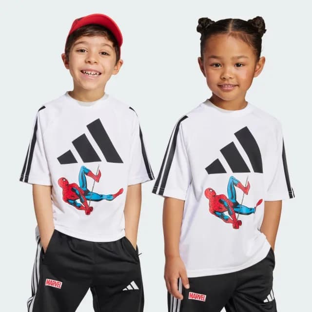 【adidas 愛迪達】MARVEL 蜘蛛人 短袖上衣 T恤 涼感 童裝 JM0806