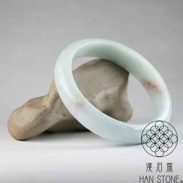 【漢石齋】情人節禮物 天然翡翠A貨 手鐲玉鐲 飄花種帶紅翡(手圍19.7/版寬14.5mm)