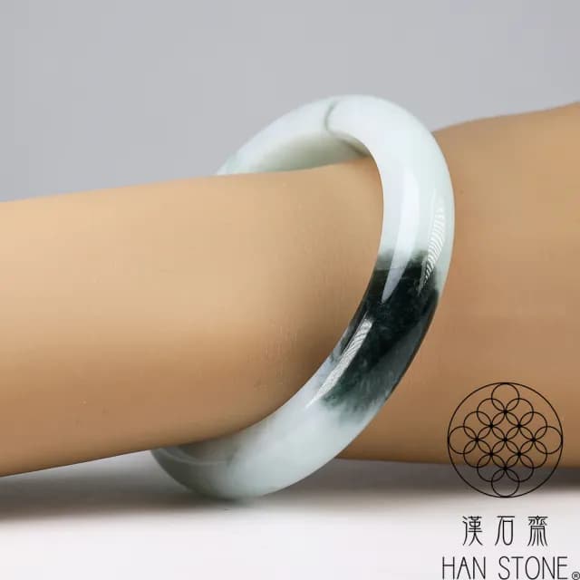 【漢石齋】情人節禮物 天然翡翠A貨 手鐲玉鐲 飄花種(手圍17.9/版寬11.9mm)