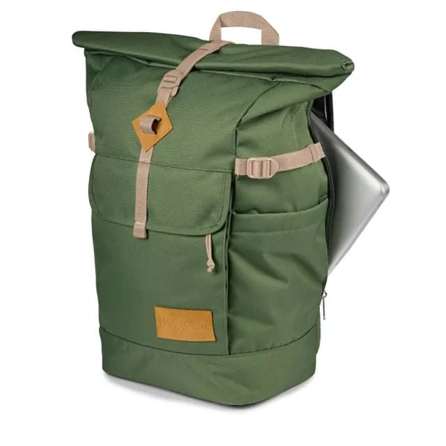 【JANSPORT】情人節禮物 HATCHET ROLLTOP 捲蓋式後背包 軍綠色(JS0A86DKKM1)