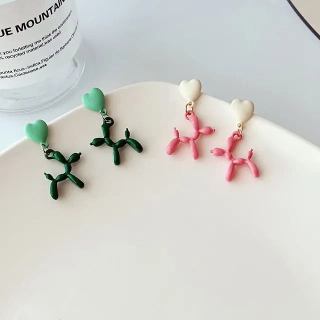 【MISA】卡通耳環 氣球狗耳環/韓國設計可愛卡通氣球狗造型耳環(2色任選)
