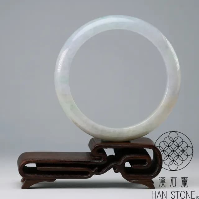 【漢石齋】情人節禮物 天然翡翠A貨 手鐲玉鐲 三彩飄花種(手圍18/版寬10.7mm)
