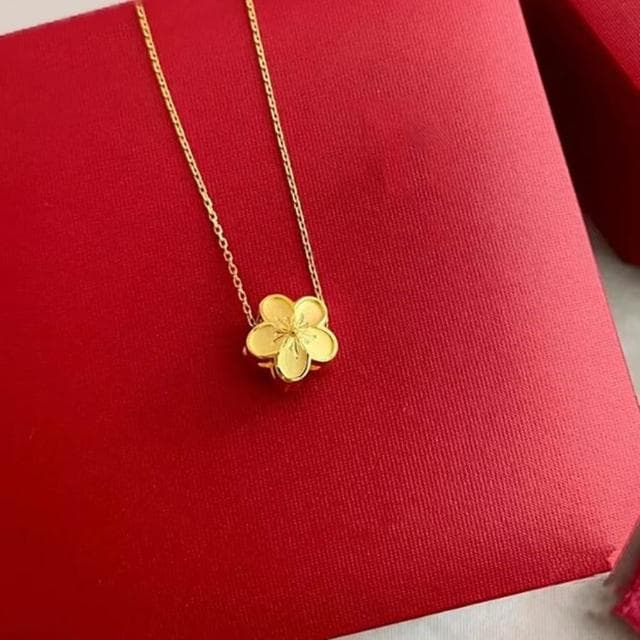 【Penny珮妮】黃金999迷你桃花吊墜項鍊(母親節 交換禮物 送女友 送閨蜜 生日禮 情人節 尾牙 新年 結婚)