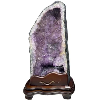 【恬芯晶品】12.1kg精選巴西木型紫水晶洞新居財位擺設OK36(紫鈦晶晶洞開運招財招貴人開業財位新春禮物)
