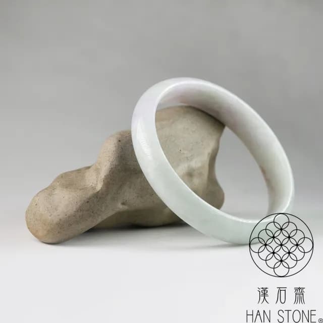 【漢石齋】情人節禮物 天然翡翠A貨 手鐲玉鐲 飄花種帶紫羅蘭(手圍18.5/版寬11.7mm)