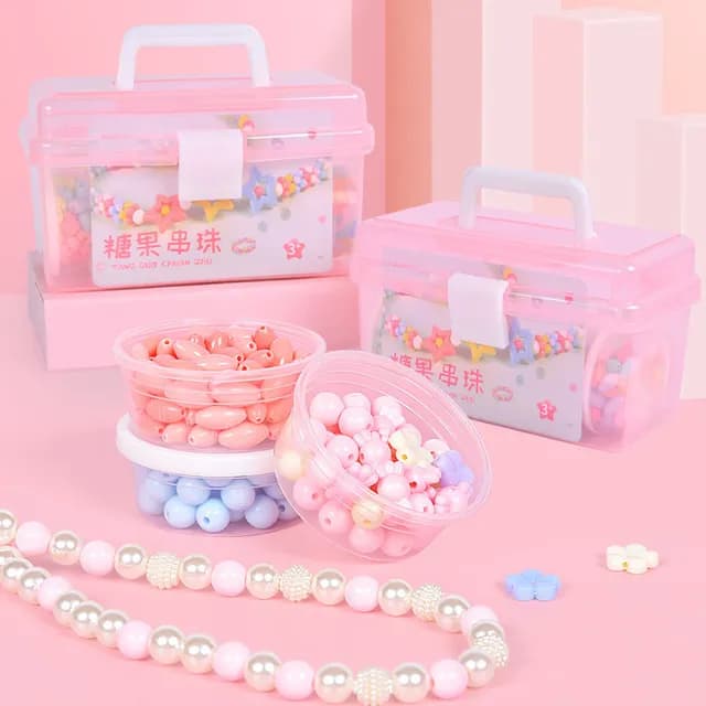 【QLZHS】DIY兒童益智串珠 兒童手鏈串珠 寶寶飾品首飾手鍊配飾 手工編織 女孩禮物 公主配件手作(贈收納箱)