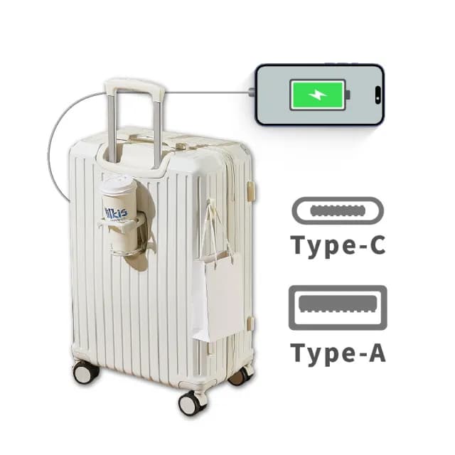 【路比達】20吋升級款雙充電孔密碼鎖行李箱(防刮行李箱、拉桿箱、行李箱、旅行箱)