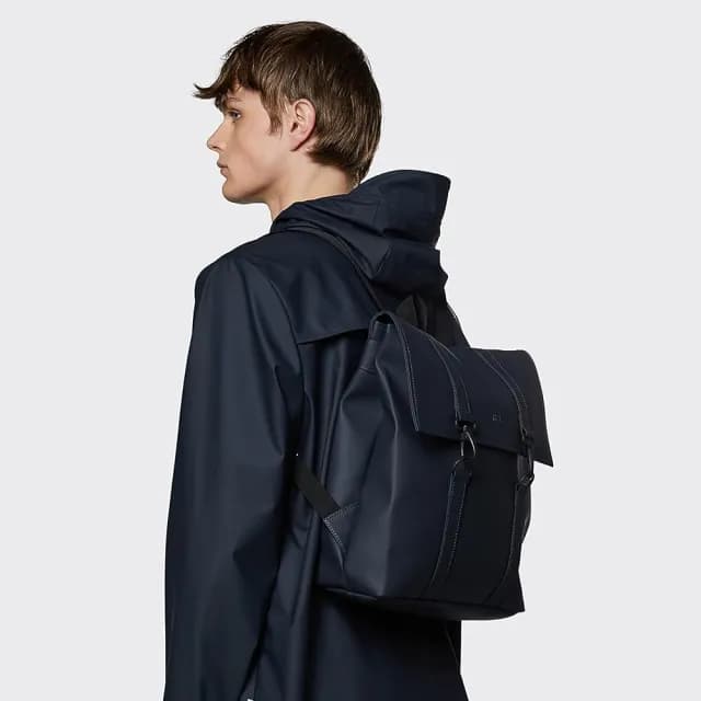 【Rains】防水後背包 書包 學院風格 MSN Bag Mini 系列 禮物 送禮 推薦(海軍藍)