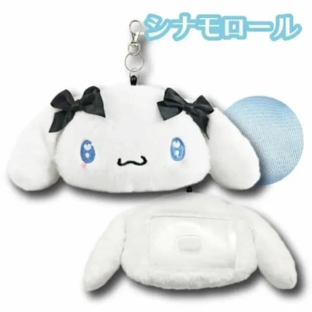 【小禮堂】Sanrio 三麗鷗 絨毛大臉伸縮票卡零錢包 愛心眼蝴蝶結款 Kitty 美樂蒂 酷洛米 大耳狗(平輸品)