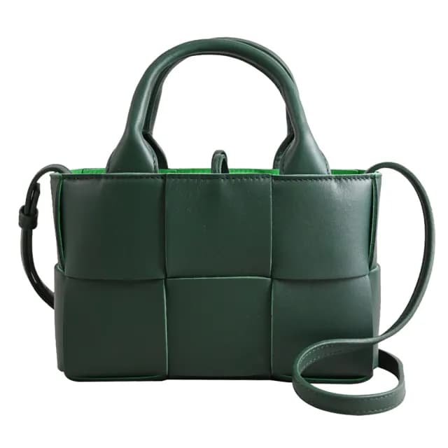 【BOTTEGA VENETA 寶緹嘉】簡約經典手工大格編織小手提包托特包兩用包(綠)