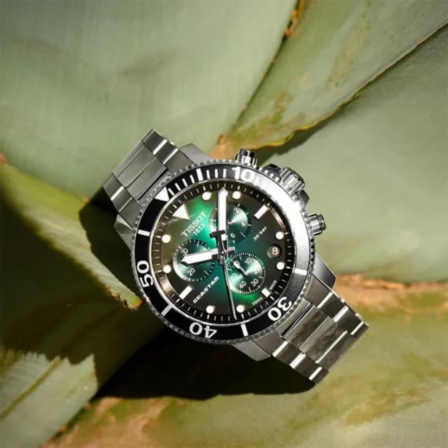 【TISSOT 天梭 官方授權】Seastar 1000 海洋之星300米潛水三眼計時錶-45mm 送禮 推薦(T1204171109101)
