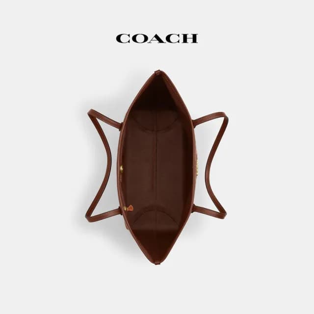 【COACH】蔻馳官方直營 COACH X PEANUTS CITY經典Logo SNOOPY印花托特手袋-IM/棕黃色/棕色 混合色(CBJ89)