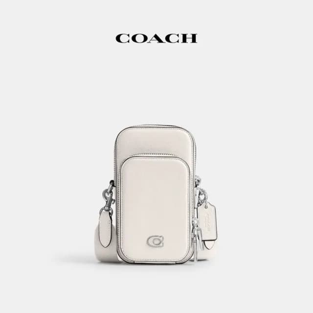 【COACH】蔻馳官方直營 手機斜背手袋-粉筆白色(CP272)