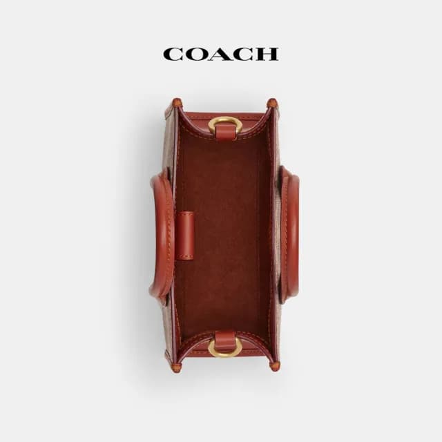 【COACH】蔻馳官方直營 ACE 經典Logo17號托特手袋-B4/棕黃色 鏽紅色(CT891線上限定)