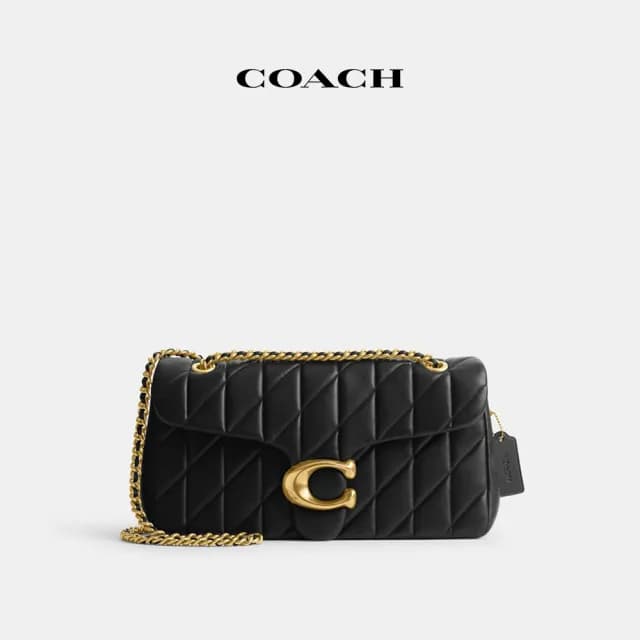 【COACH】蔻馳官方直營 TABBY 絎縫33號單肩手袋 單肩包 肩背包-B4/黑色(CP151)