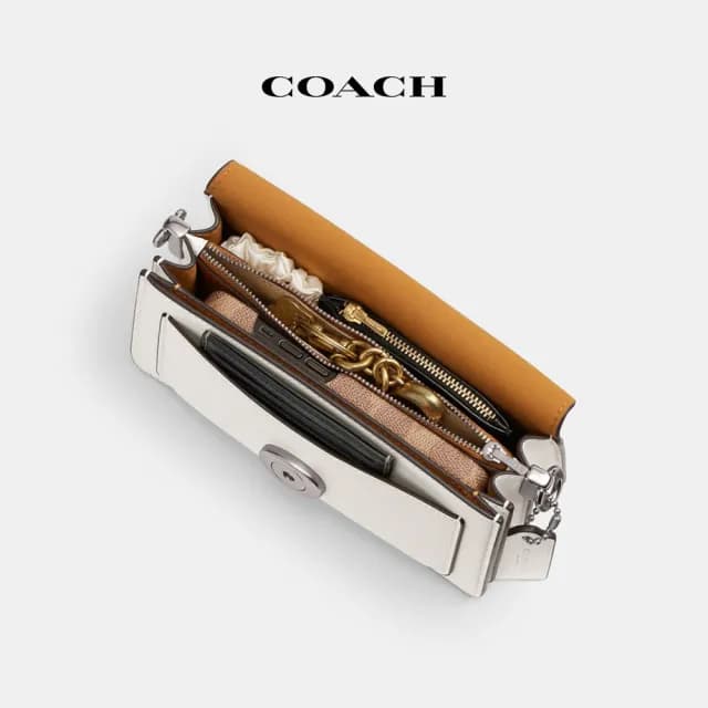 【COACH】蔻馳官方直營 TABBY 20號單肩手袋-亮古鎳色硬體/粉白(CW917)