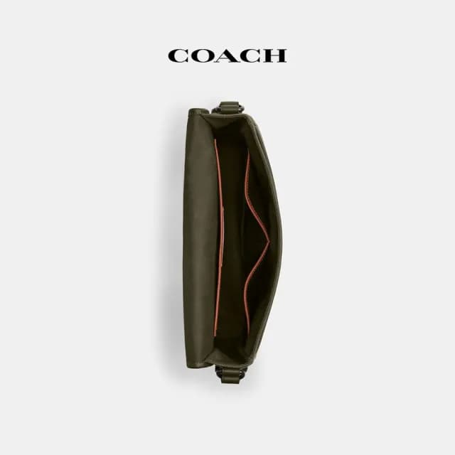 【COACH】蔻馳官方直營 LEAGUE經典Logo郵差包 騎行手袋 騎行包 斜背包-軍綠色(CU041)