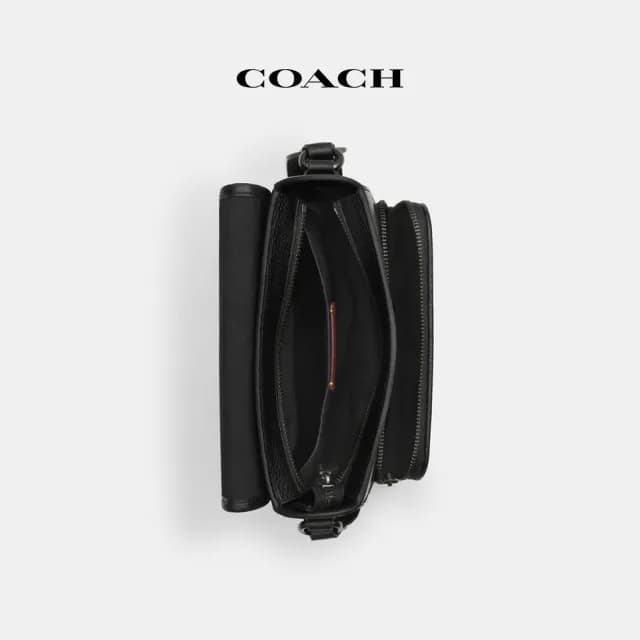 【COACH】蔻馳官方直營 SULLIVAN經典Logo翻蓋斜背手袋-QB/炭黑色/黑色(CZ396)