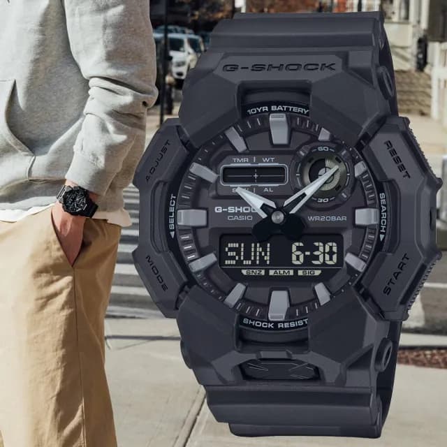 【CASIO 卡西歐】G-SHOCK 長效電池壽命 雙顯腕錶 畢業禮物 送禮 推薦(GA-010-1A1)