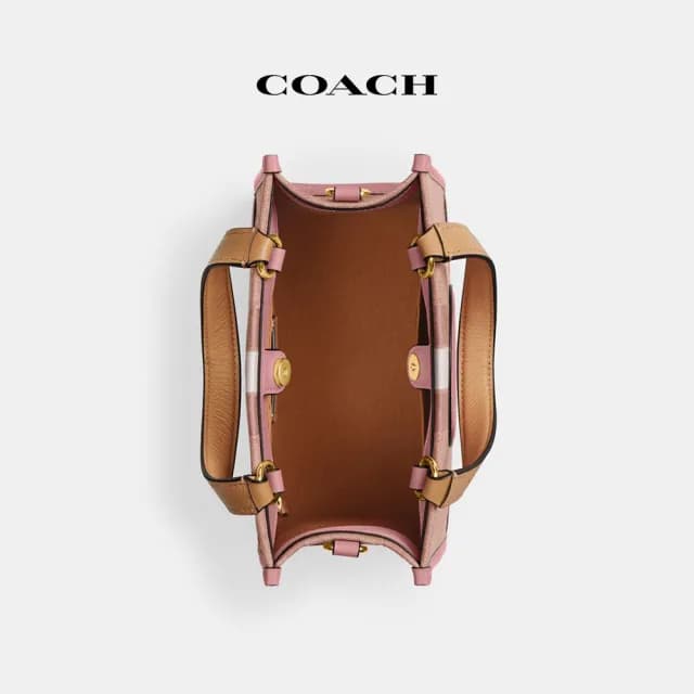 【COACH】蔻馳官方直營 DEMPSEY 經典條紋和COACH貼飾22號托特手袋-兩色可選(CQ878)