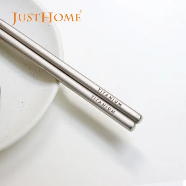 【Just Home】純鈦極輕量筷子/叉子/湯匙餐具2件組-3款可選(湯匙/餐匙/筷子/餐具/登山餐具/露營餐具)