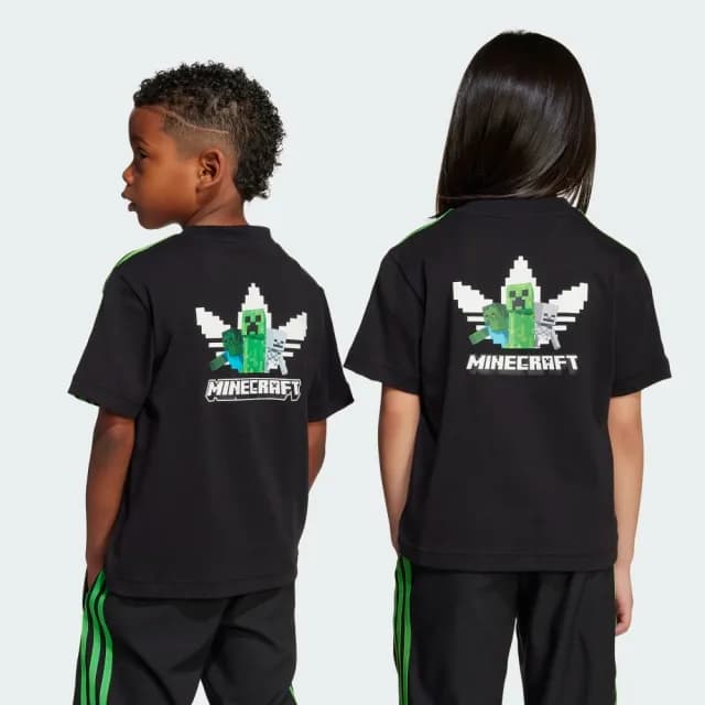 【adidas 愛迪達】MINECRAFT 短版短袖上衣 T恤 童裝 - Originals JW5330