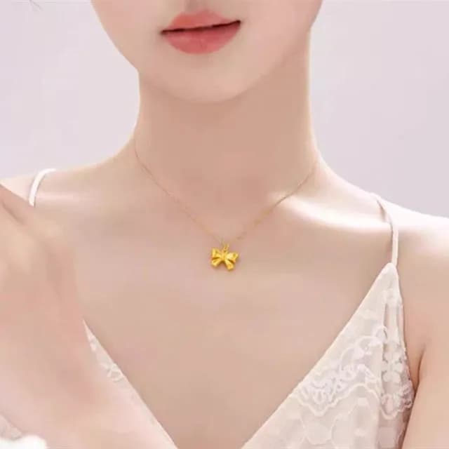 【Penny珮妮】999黃金迷你蝴蝶結項鍊(母親節禮物 交換禮物 送女友 生日禮物 情人節 尾牙 新年禮物 結婚)