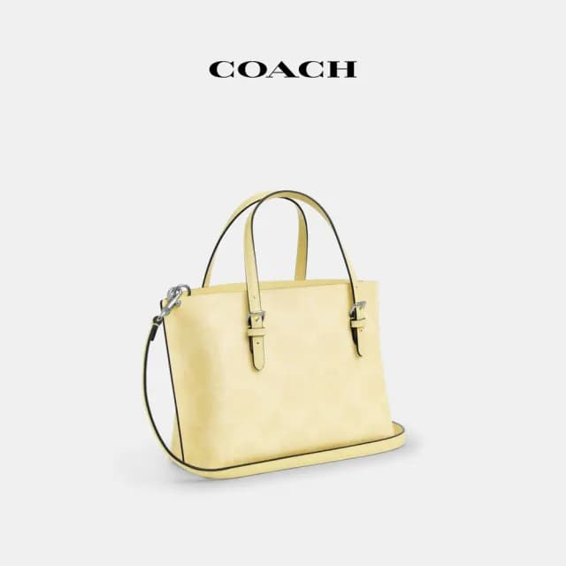 【COACH】蔻馳官方直營 MOLLIE 經典Logo25號托特手袋-SV/乾草色(CAL50)
