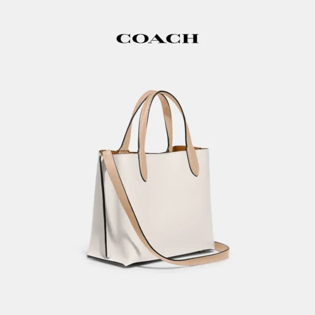 【COACH】蔻馳官方直營 WILLOW24 撞色托特包 托特手袋-粉筆白色混合色(C8561)